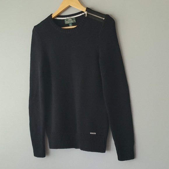 Ralph Lauren Black Long Sleeve Cotton Zip Sweater - Picture 3 of 8